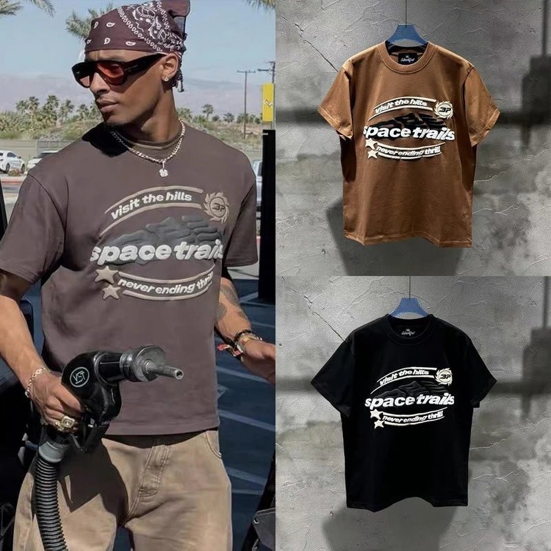 Broken Star Foam Printed High Quality Short Sleeve Loose Couple Half Sleeve Bottoming Shirt  