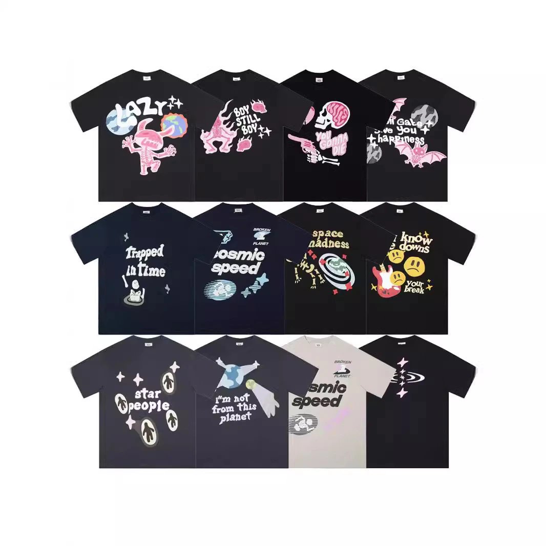 Cartoon Skull Foam Print Unisex Loose Short Sleeves  