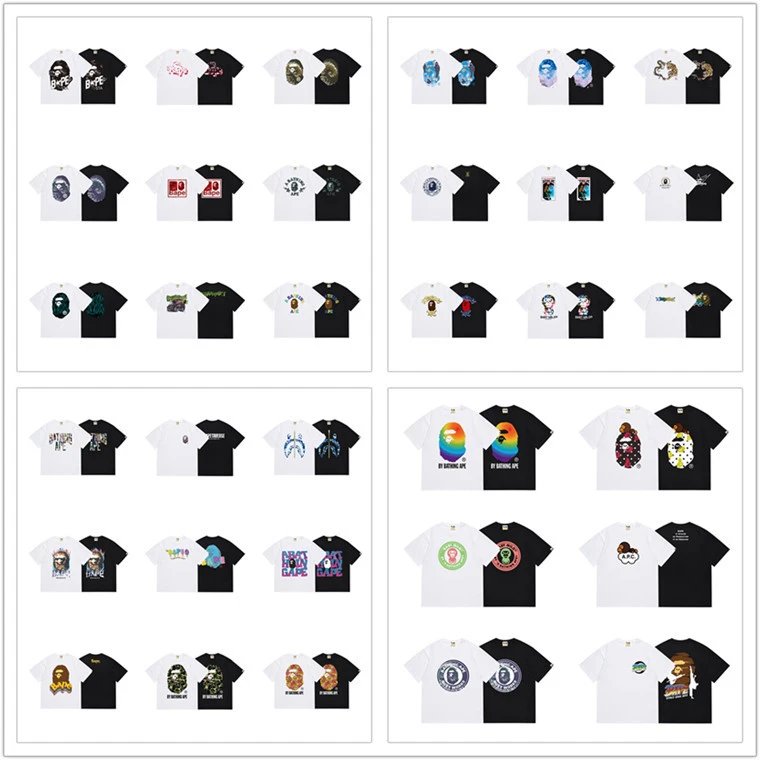 Spring and summer new collection of round people printed short-sleeved round neck printed T-shirts casual short-sleeved shirts for men and women  