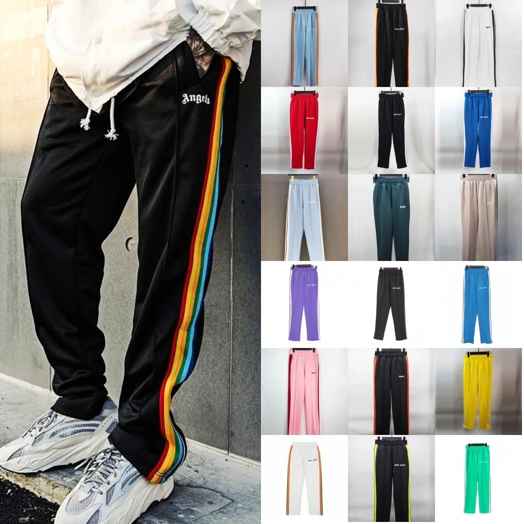 Angel Stripe Rainbow Ribbon Shorts for Male and Female Couples High Street Palm Tree Loose Five-point Pants  