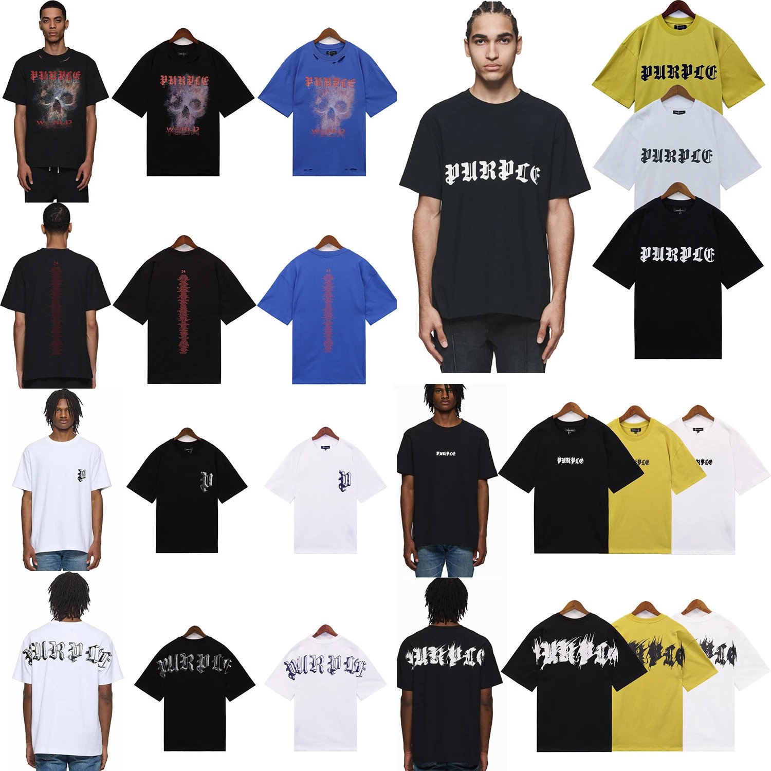 Gothic letter print big skull round neck short-sleeved T-shirt  