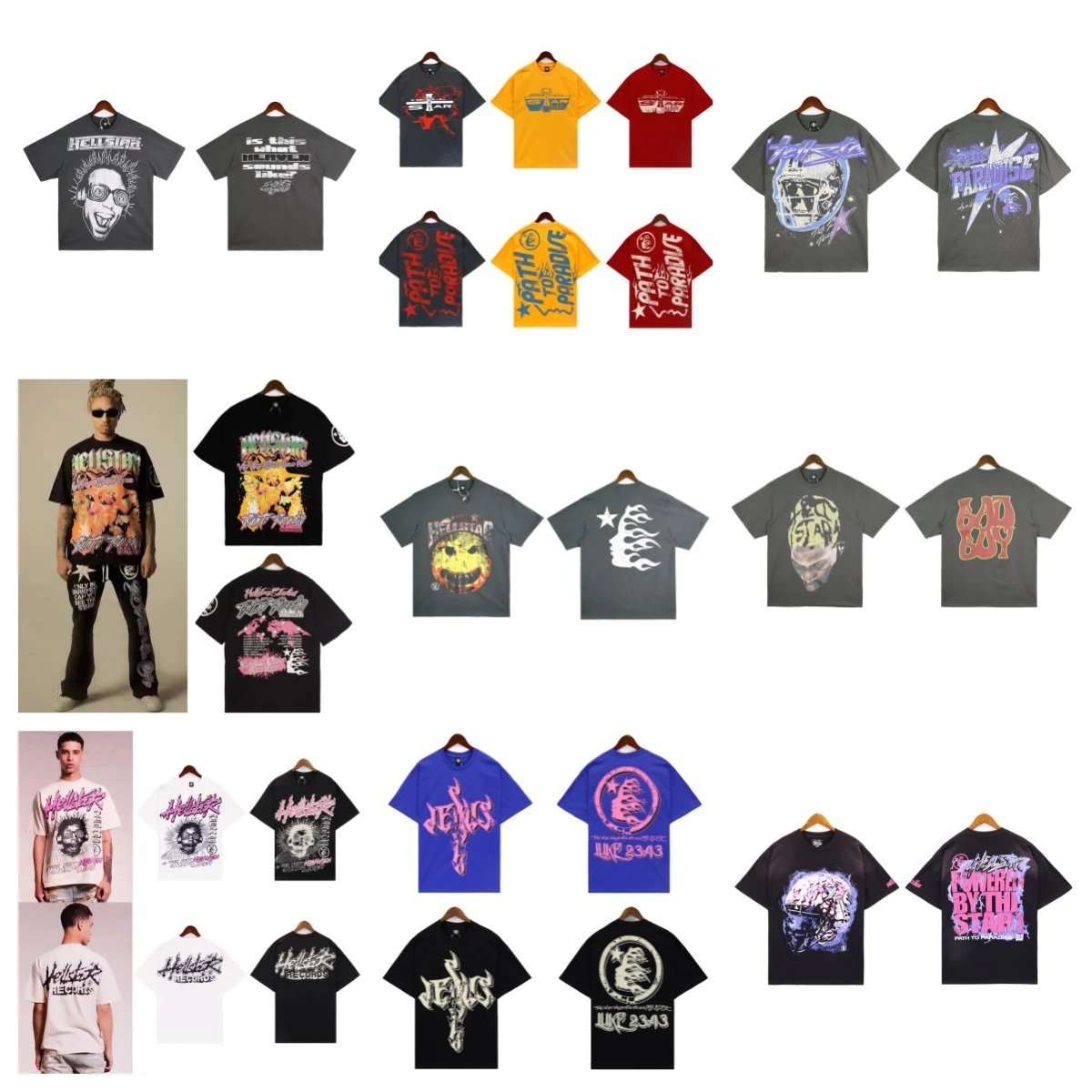 Summer retro printed tops for men and women, casual loose washed short-sleeved T-shirts  