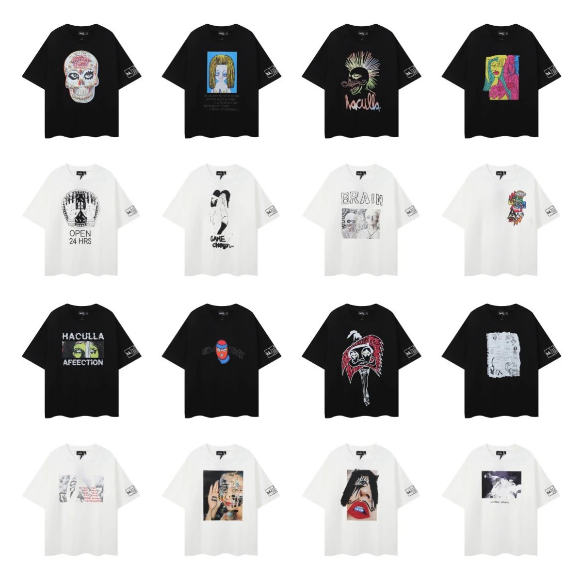 Street graffiti printed T-shirt skull loose casual trendy short-sleeved summer  