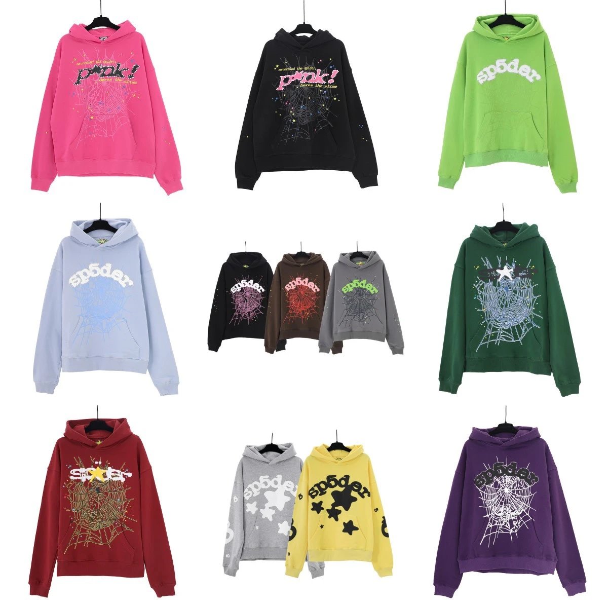 Spider web foam print hoodie large size loose sweatshirt  